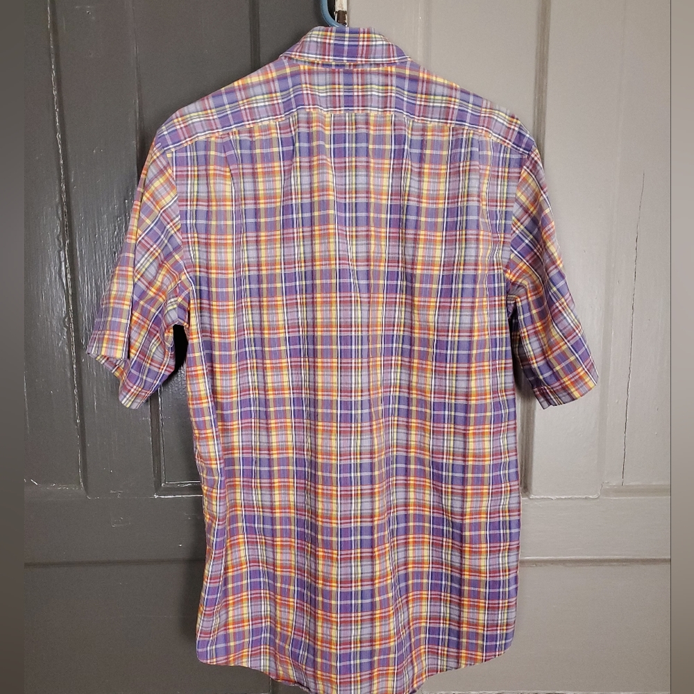 Daniel Cremieux Men's M Purple Plaid Cotton Tailored Fit Short Sleeve Shirt - Picture 5 of 11